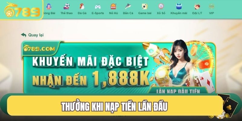 Thưởng khi nạp tiền lần đầu